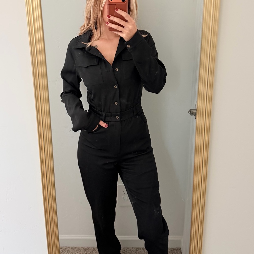 Fashion Nova | Black Long Sleeve Button Up Jumpsuit